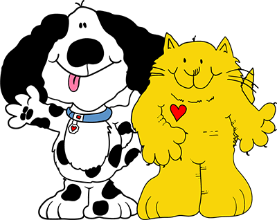 a cartoon dog and cat